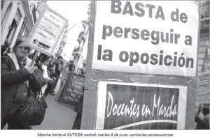 Marcha frente al SUTEBA central, martes 8 de junio, contra las persecuciones